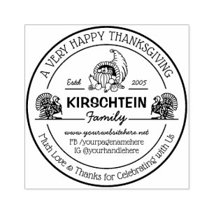 Thanksgiving Cornucopia Turkey Family Feast Favour Rubber Stamp