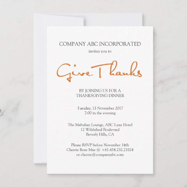Thanksgiving Corporate Party Invitation (Front)