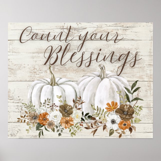 Thanksgiving "Count your Blessings" Wall Art (Front)