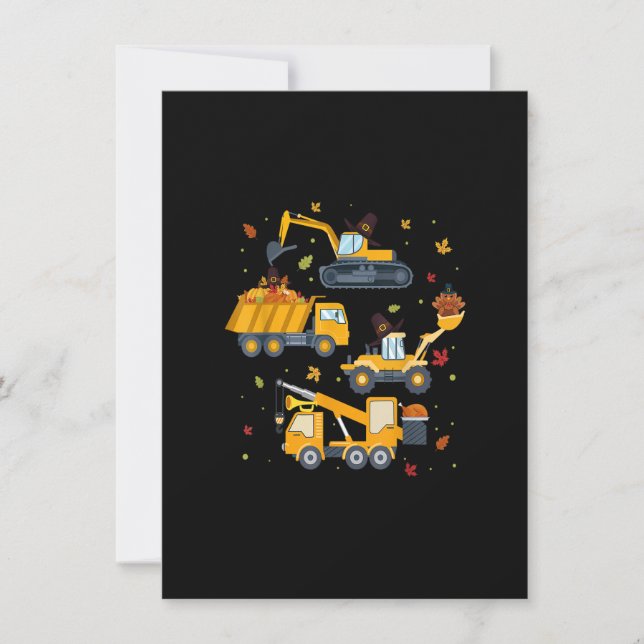 Thanksgiving Crane Truck Construction Funny Turkey Invitation (Front)
