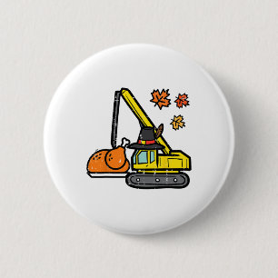 Thanksgiving Crane Turkey Construction Fall Toddle 6 Cm Round Badge