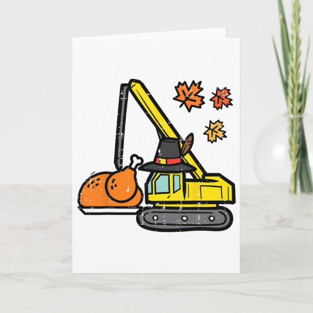 Thanksgiving Crane Turkey Construction Fall Toddle Card (Front)