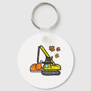 Thanksgiving Crane Turkey Construction Fall Toddle Key Ring