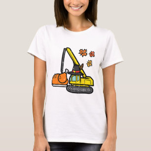 Thanksgiving Crane Turkey Construction Fall Toddle T-Shirt
