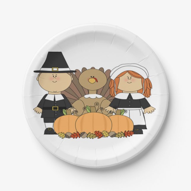 Thanksgiving Custom Paper Plates/Pilgrams Paper Plate (Front)