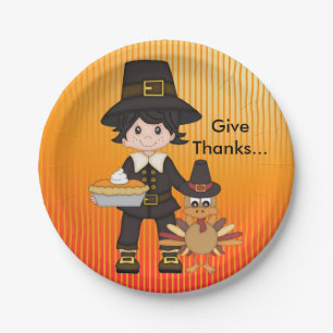 Thanksgiving Custom Paper Plates/Pilgrim Paper Plate