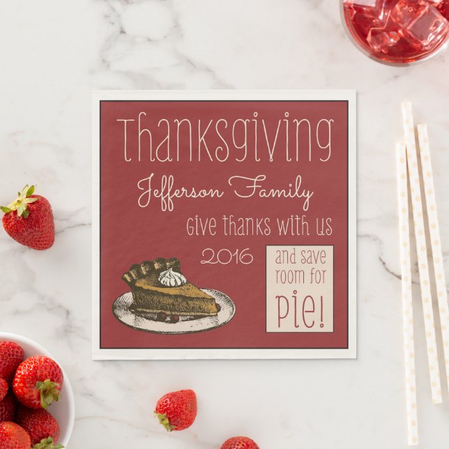 Thanksgiving Customised with Pie! Napkin (Insitu)