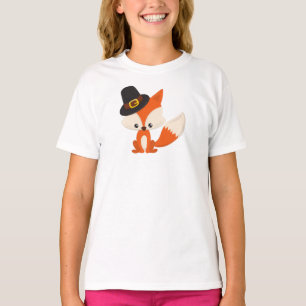 Thanksgiving, Cute Fox, Pilgrim Fox, Pilgrim Hat T-Shirt