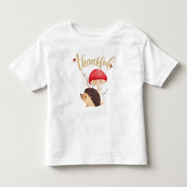 Thanksgiving Cute Kawaii Hedgehog  Autumn Thankful Toddler T-Shirt (Front)