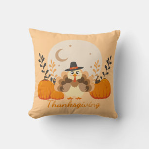 Thanksgiving Cute Orange Turkey Pumpkin Cushion