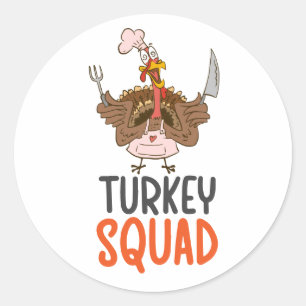 Thanksgiving Cute Turkey Squad Classic Round Sticker