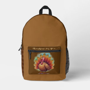Thanksgiving,Cute Turkey,Thankful for You Printed Backpack