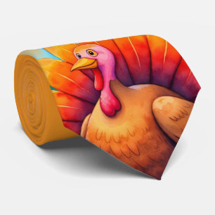 Thanksgiving, Cute Turkey,Thankful for You  Tie