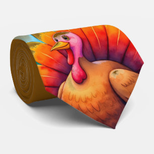 Thanksgiving, Cute Turkey,Thankful for You  Tie