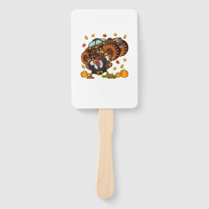 Thanksgiving Dabbing Turkey Monster Truck Hand Fan