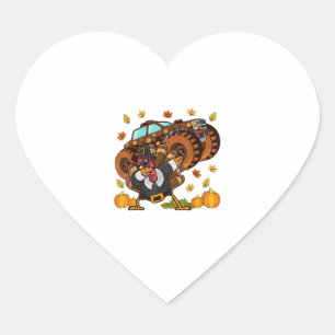 Thanksgiving Dabbing Turkey Monster Truck Heart Sticker