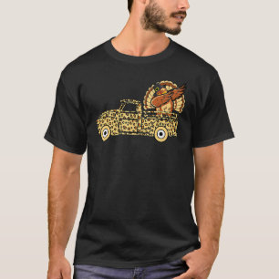 Thanksgiving Dabbing Turkey Riding Leopard Monster T-Shirt