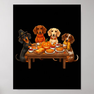 Thanksgiving Dachshund Dogs Dinner Feast Fall Men Poster