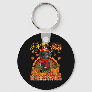 Thanksgiving Dachshund Wearing Turkey Costume Fall Key Ring