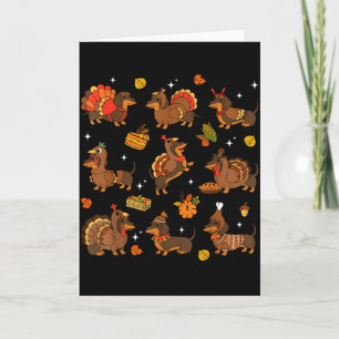 Thanksgiving Dachshund Weiner Dog Cute Pumpkin Pie Card