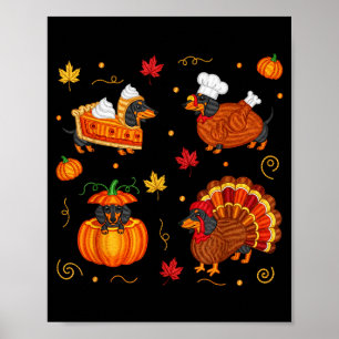Thanksgiving Dachshund Weiner Dog Turkey Cute Pump Poster