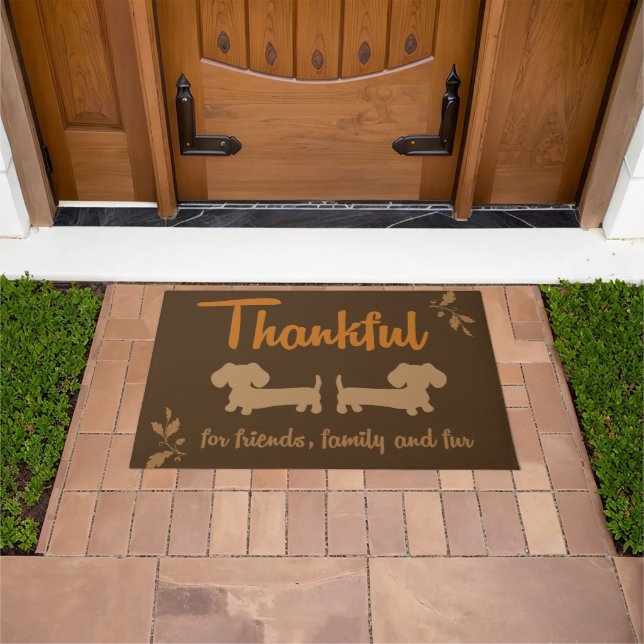 Thanksgiving Dachshund Wiener Dog Autumn Doormat (Outdoor)