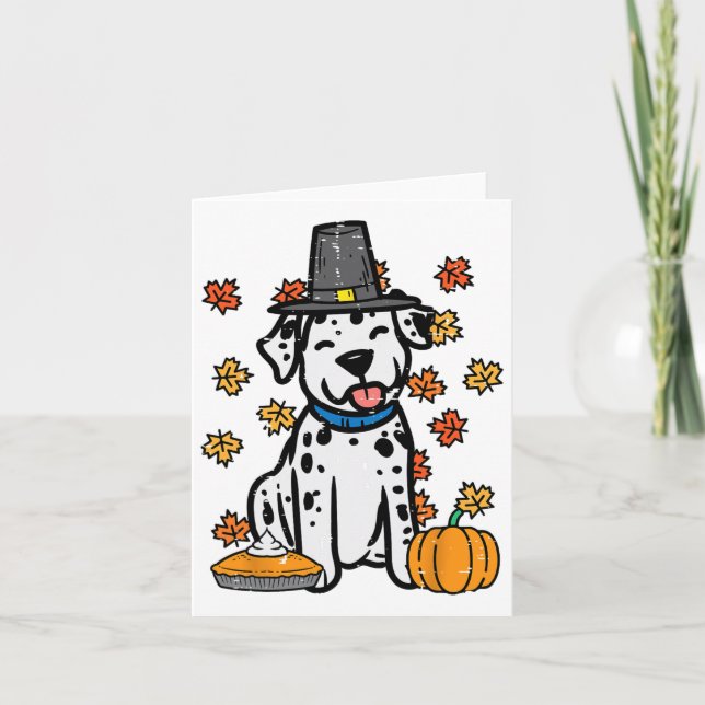 Thanksgiving Dalmatian Cute Fall Autumn Dog Men Wo Card (Front)