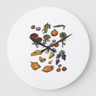 Thanksgiving day autumn attributes Classic T-Shirt Large Clock