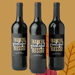 Thanksgiving Day Autumn Minimal Wine Label