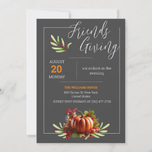 Thanksgiving Day Black Theme Dinner Party Invitation
