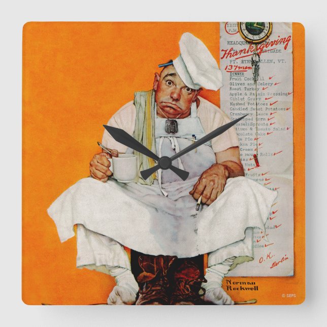 Thanksgiving Day Blues Square Wall Clock (Front)