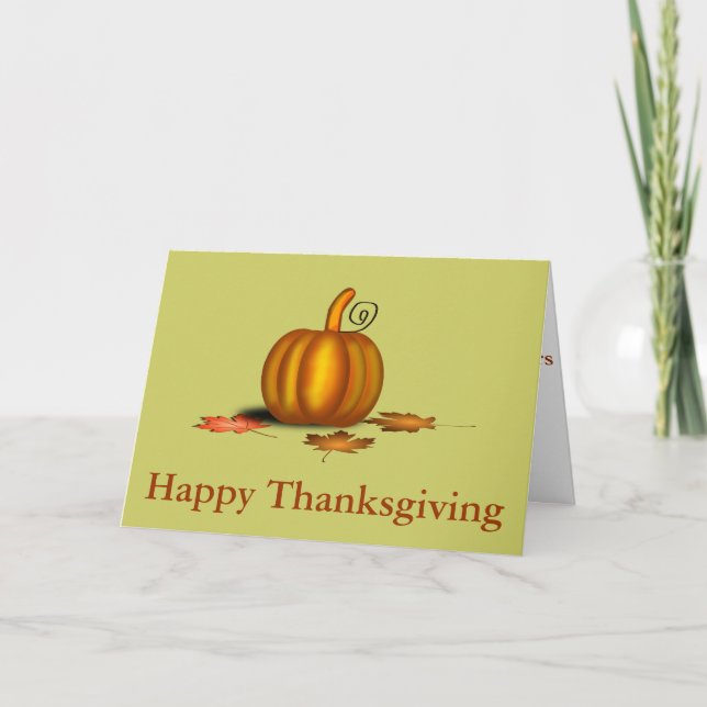 Thanksgiving Day Card With Pumpkin (Front)
