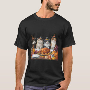 Thanksgiving Day Cat Squad Turkey Gifts For Men Wo T-Shirt