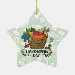 Thanksgiving Day Ceramic Ornament