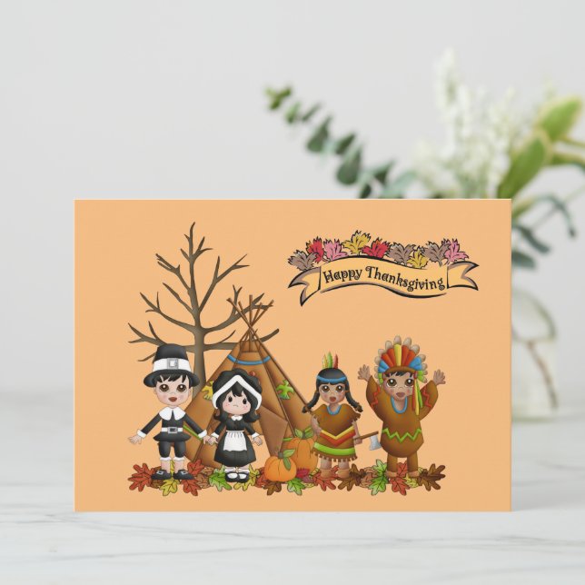 Thanksgiving day children flat card (Standing Front)