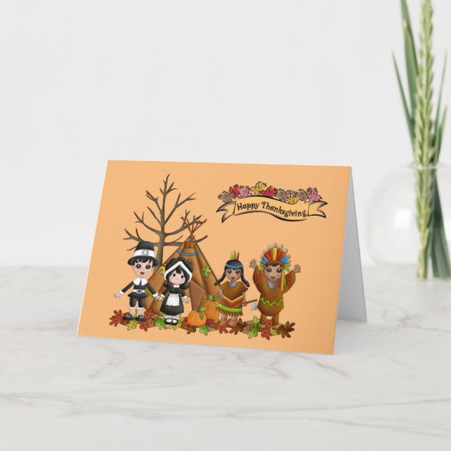 Thanksgiving day children holiday card (Front)