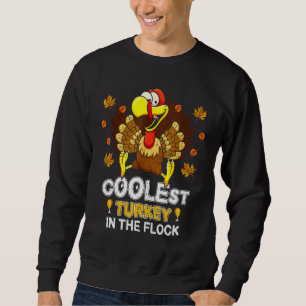 Thanksgiving Day Coolest Turkey In The Flock Boys  Sweatshirt