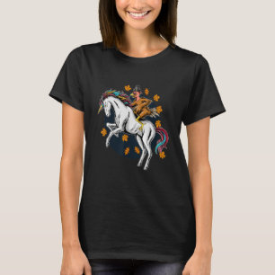 Thanksgiving Day Costume Turkey Pilgrim Riding Uni T-Shirt