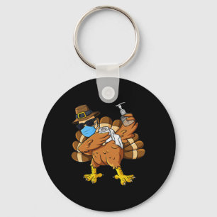 Thanksgiving Day Dabbing Turkey Pilgrim Boys Kids Key Ring