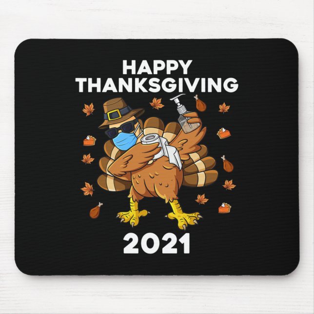 Thanksgiving Day Dabbing Turkey Pilgrim Fun Boys K Mouse Pad (Front)