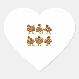 Thanksgiving Day Dancing Turkey Pilgrim Boys Girls Heart Sticker