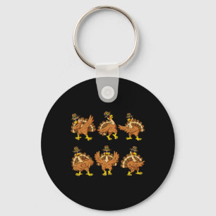 Thanksgiving Day Dancing Turkey Pilgrim Boys Girls Key Ring