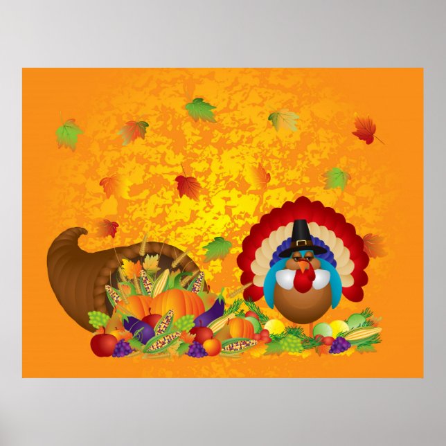 Thanksgiving Day Fall Bountiful Harvest Cornucopia Poster (Front)