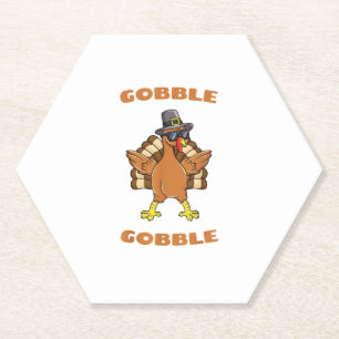 Thanksgiving Day Gobble Gobble Turkey Trot Funny G Paper Coaster