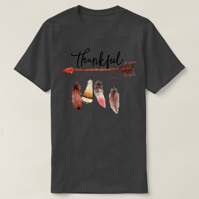 Thanksgiving Day Native American Thankful  T-Shirt (Design Front)