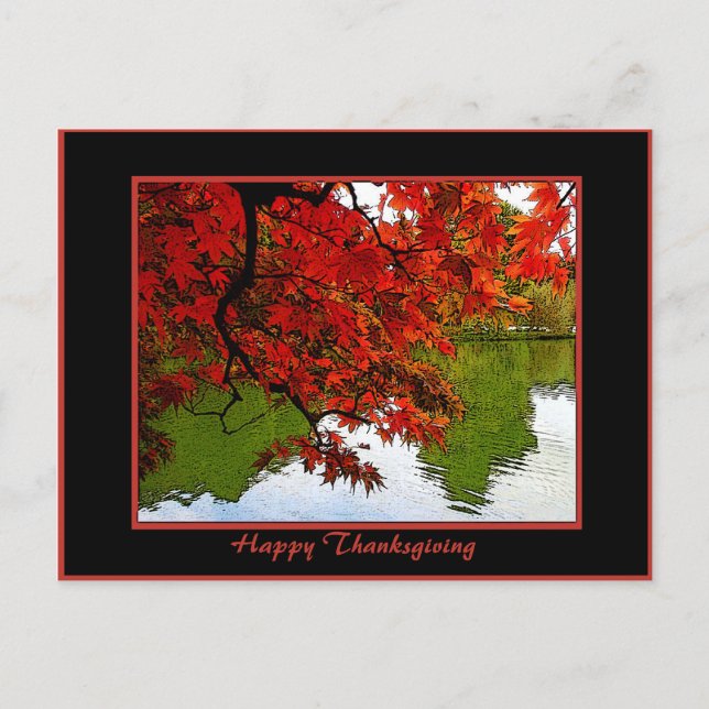 Thanksgiving Day Post Cards Fall Scene (Front)