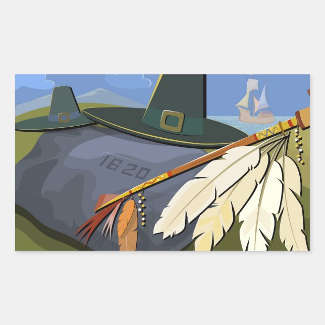 Thanksgiving Day Postcard Rectangular Sticker (Front)