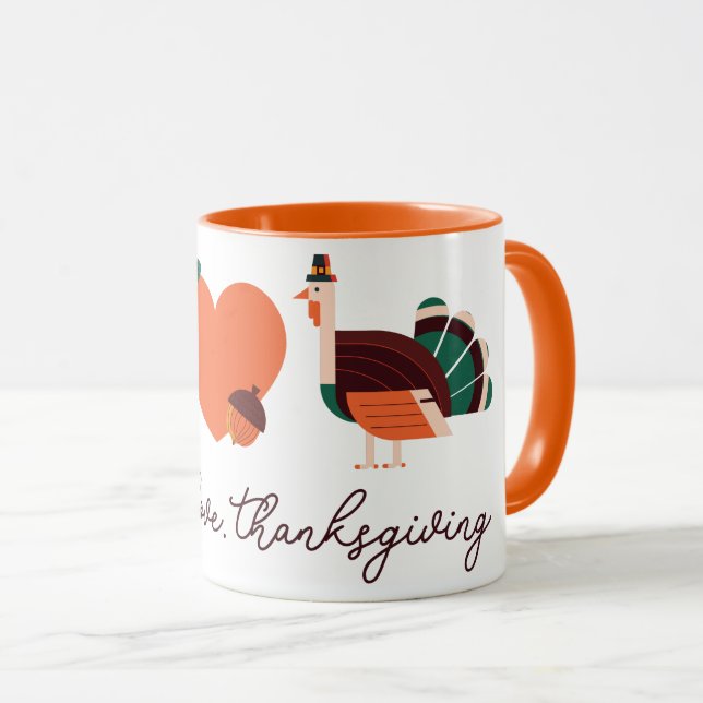 Thanksgiving Day Quote, Love Peace Thanksgiving Mug (Front Right)