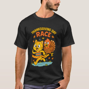 Thanksgiving Day Race Turkey Trot Cute Cat Lover F T-Shirt