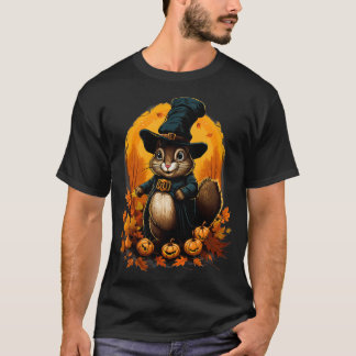 Thanksgiving Day Squirrel Pilgrim Fall Autumn Hall T-Shirt